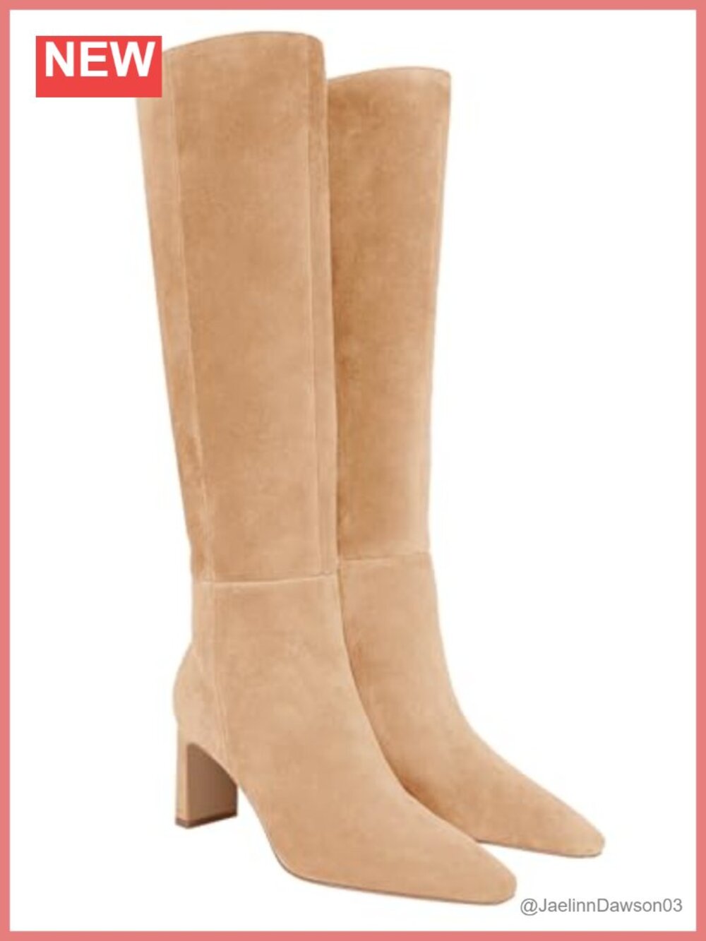 Womens Knee High Boots Faux Suede Chunky Heel Square Toe Tall Dress Boots